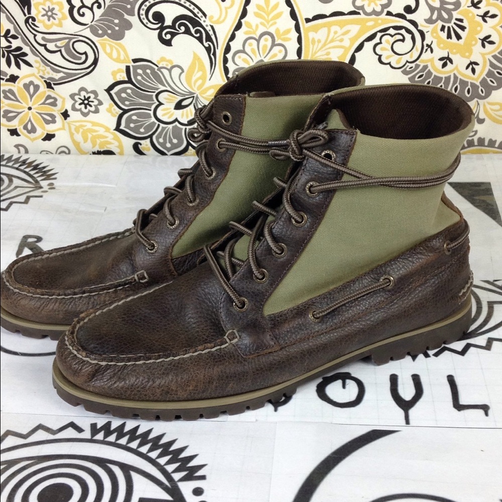 SPERRY Canvas x leather Avon topsider moc toe boot